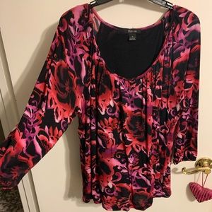 Style & Co XL red purple rose shirt